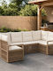 Corner Outdoor Sofa Rattan with Cushions 61x62x70cm