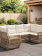 Corner Outdoor Sofa Rattan with Cushions 70x62x70cm