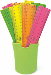15 Cm Plastic Ruler Fluorescent Colors – 36 Pcs Cylindrical Display