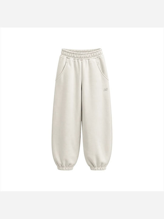 Pantaloni de trening largi Fleece Ecru
