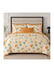 Pucioasa Set Huse Pentru Pilote 200x220cm Duble Cu 2 Fețe De Pernă & 1 Cearșaf Orange Flowers