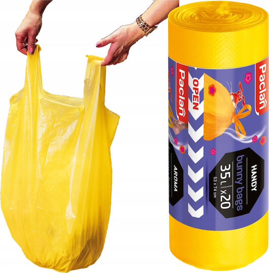 Paclan Aromatische Müllsäcke Verstärkt Kapazität 35lt 74x53cm 20Stück Gelbe