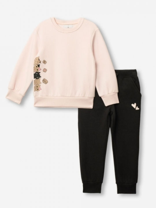 Funky Kids Sweatpants Set With Top Light Pink/B...