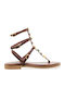 Leder Flache Sandalen für Damen Braun