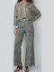High Rise Women's Jean Pants in Wide Leg Style Grey