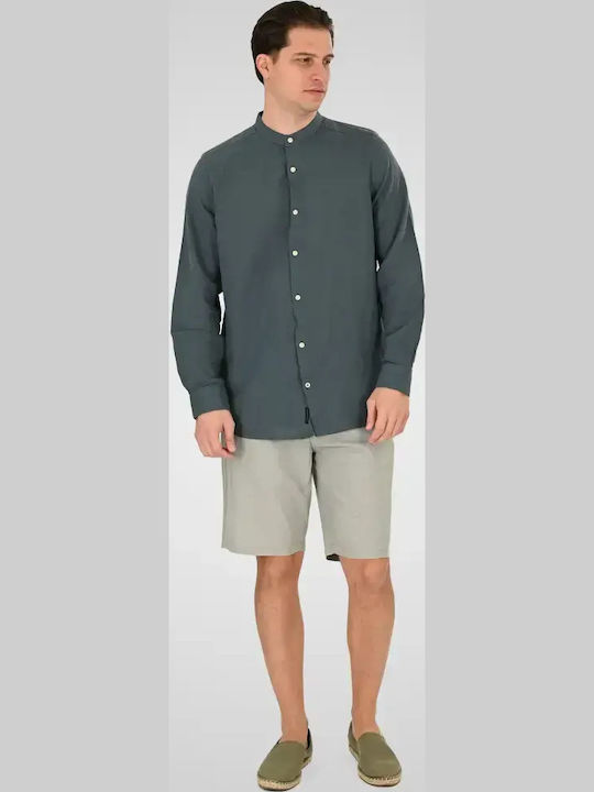 Double Langärmeliges Denim-Hemd Stone Blue