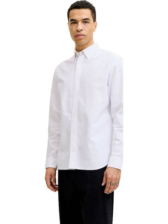 Jack & Jones Μακρυμάνικo Βαμβακερό Πουκάμισο Λευκο