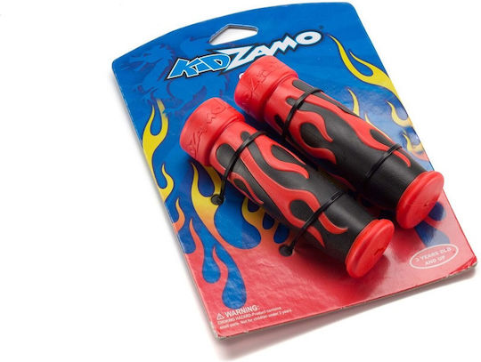 Kidzamo Kinder Fahrradlenkergriffe Flame 120mm Schwarz-Rot