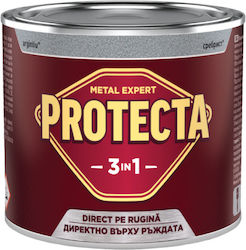 Protecta Vopsea Metalică 3-în-1 Neagră Convertor Rugină Grund Acoperire Decorativă Într-o Cutie Se Aplică Direct Pe Rugină Finisaj Strălucitor 0.5l Argintiu