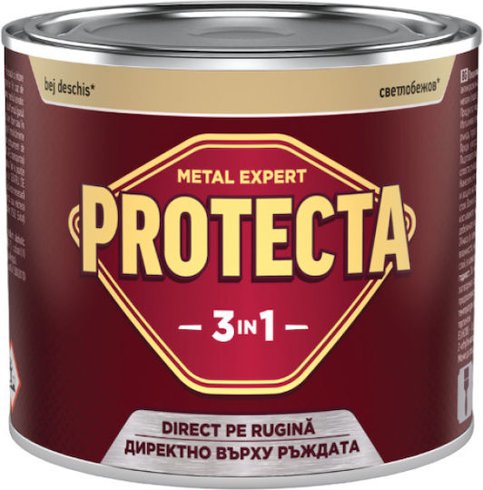 Protecta 3-в-1 Метално Боядисване Черен Метал Конвертор на Ръжда Грунд Декоративно Покритие В Една Кутия Може Да Се Нанася Директно Върху Ръжда Блестящо Покритие 2.5л Светло Бежово