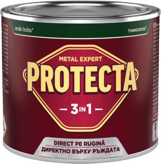 Protecta 3-в-1 Метално Цвят Черен Метал Ръжда Конвертор Праймер Декоративно Покритие В Една Кутия Може Да Се Нанася Директно Върху Ръжда Блестящо Покритие 0.5л Тъмнозелен