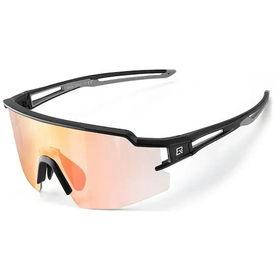 Rockbros Cycling Glasses with Orange Frame and Photochromic Lenses