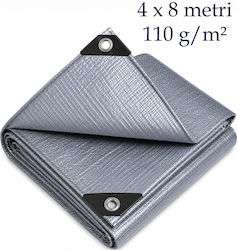 Verstärkte Planen Mit Metallringen 4x8 M 110 G/m² Verstärkte UV-Beständige Wasser Frostbeständige