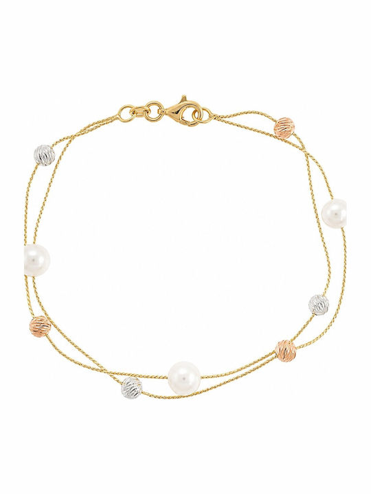 Senzio Belibasakis Women's White Gold 14K Chain Bracelet with Pearls