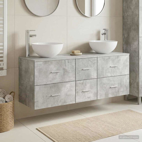 vidaXL Vanity Unit With Sink W49.5xD35xH63cm Grey