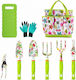 Set Profesional Multifuncțional De Instrumente De Grădină 9 Bucăți Metal Plastic Design Ergonomic Ușor De Curățat Și De Folosit Verde Cu Model Floral