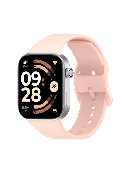 Bizonmobile Curea din silicon compatibilă cu Xiaomi Redmi Watch 6 5 4 Smart Band 10 Pro 9 Pro 8 Pro Roz