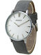 Aksept Мъжки часовник 40mm на батерия с сива кожена каишка