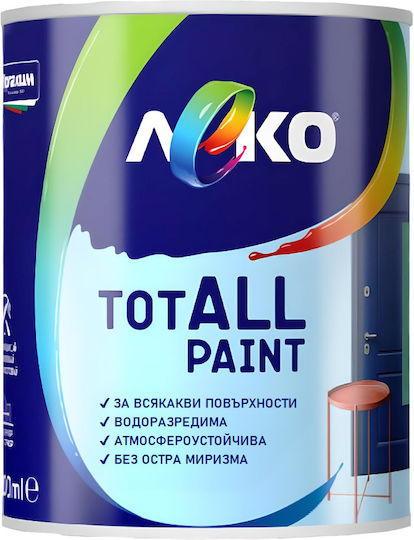 Leko Totall Paint Всички Повърхности Интериор Екстериор Боядисване Отлична Устойчивост На Времето Водна Основa Сатен 0.6л Арктика