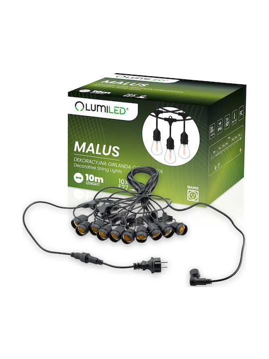 Malus Lanț Luminos Ghirlandă de Grădină pentru Exterior 10 m 10x E27 Lumiled