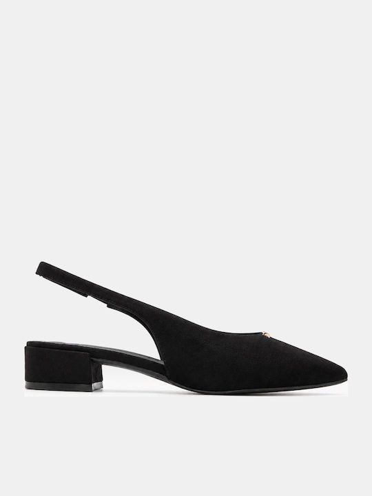 Pointed Toe Heels with Low Heel Black