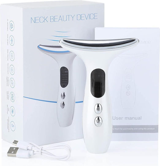 Arvada Beautypro Hy38 Dispozitiv de Masaj pentru Față și Gât 3 Moduri LED Încălzire 40–45°C 3 Niveluri de Vibrație Încărcare USB Alb
