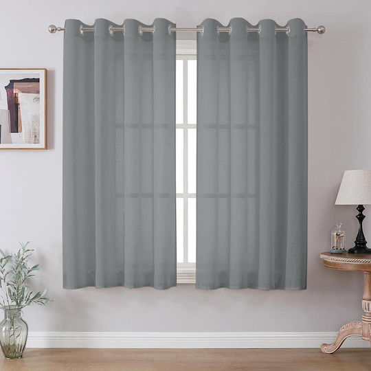 Cucraf Σετ Κουρτίνες με Τρουκς Γκρι 140x225εκ.