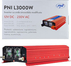 PNI Inverter Αυτοκινήτου Τροποποιημένου Ημιτόνου 3000W για Μετατροπή 12V DC σε 230V AC PNI Inverter Αυτοκινήτου Τροποποιημένου Ημιτόνου 3000W για Μετατροπή 12V DC σε 230V AC