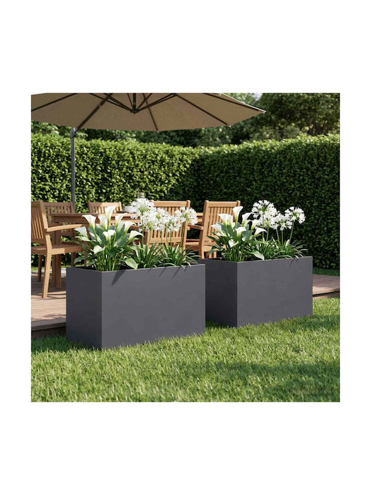 vidaXL Set De 2 Ghivece De Flori Metalice Antracit