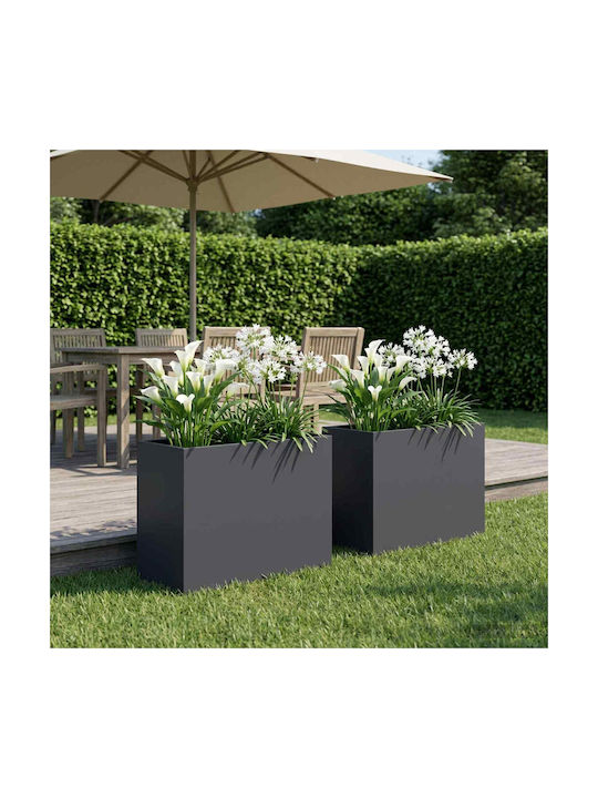 vidaXL Garten Set 2 Metallische Pflanzgefäße Anthrazit 60cm