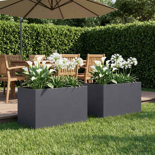 vidaXL Garden Set 2 Metallic Flower Pots Anthracite 60cm