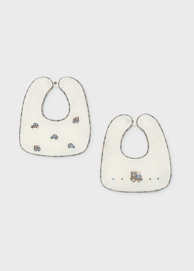 Mayoral Set of 2 Baby Bibs Ecru Blue 16-09137-054 9137