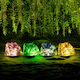 Lampă solară de grădină tip piatră colorată 30 Led alb cald decor exterior cu țăruș