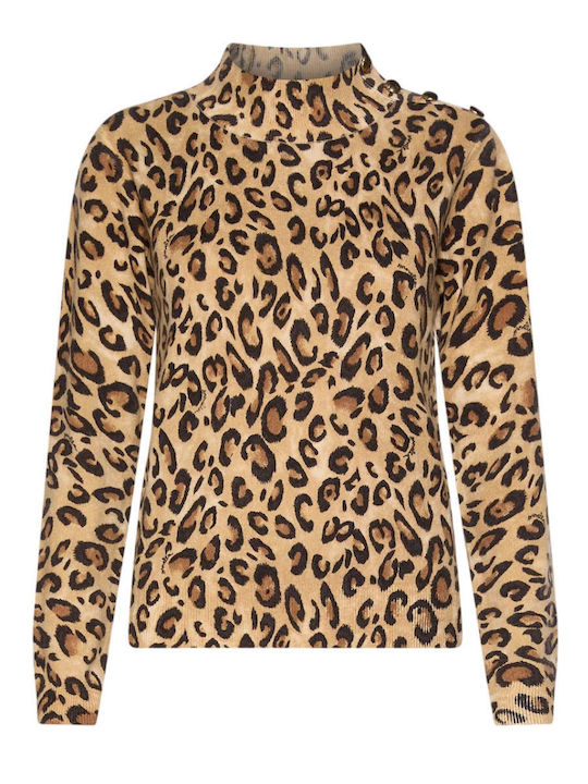 Damen Pullover Wolle Tierdruck Mehrfarbig