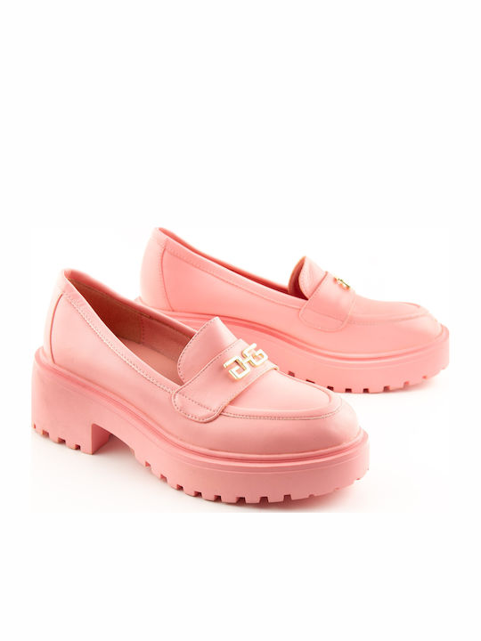 Gaelle Paris Damen Mokassins Aus Leder In Rosa Farbe