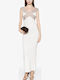 Summer Maxi Evening Shirt Dress with Tearing White