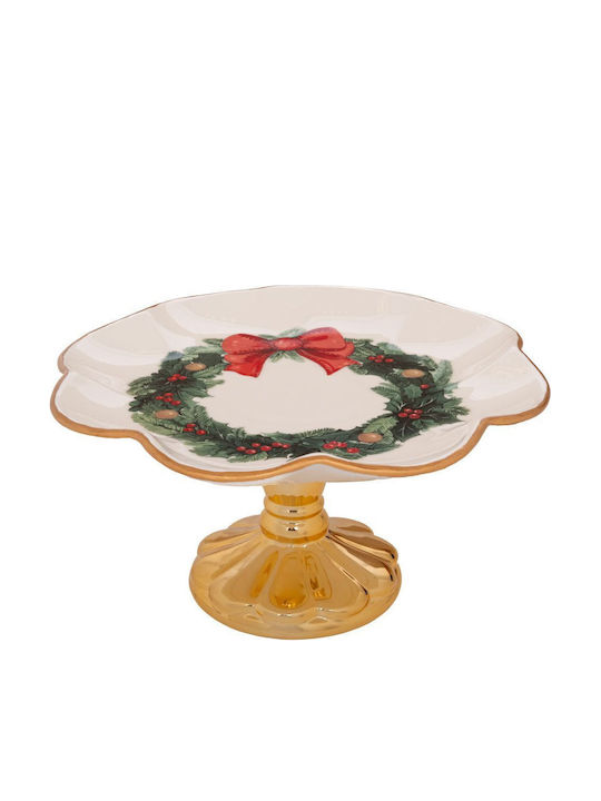 Iliadis Kuchenteller aus Porzellan mit Ständer Gold 25x25x13.5cm
