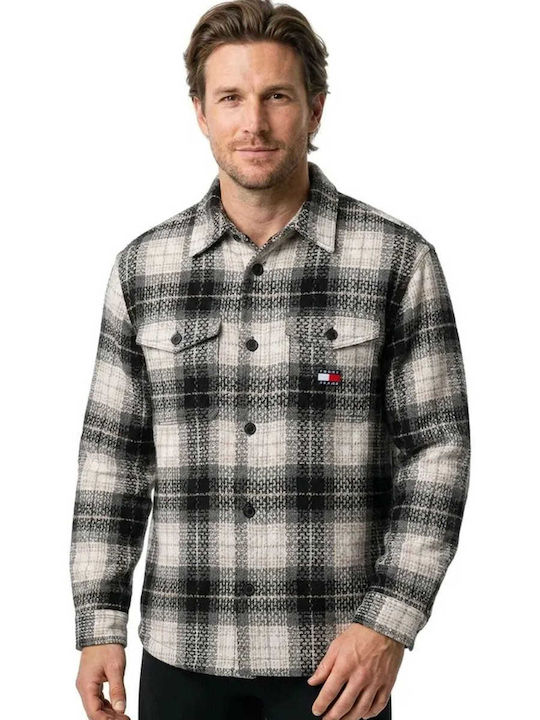 Tommy Hilfiger Long Sleeve Overshirt Checked Black