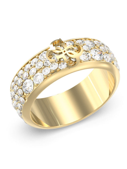 Guess Women's Ring with Stones from Gold Plated Steel