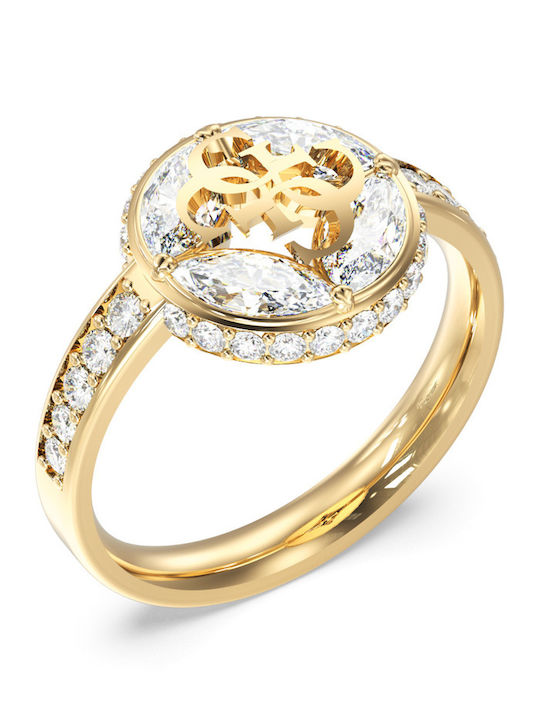 Guess Women's Ring with Stones from Gold Plated Steel