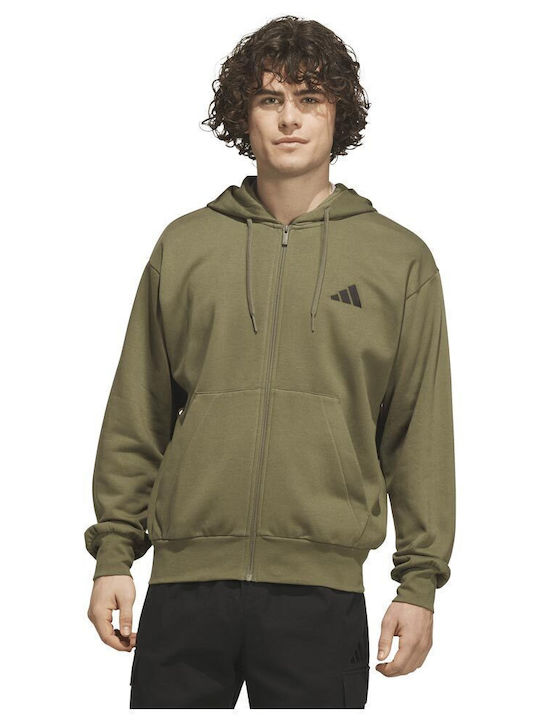 adidas Geacă cu fermoar integral Kaki cu glugă