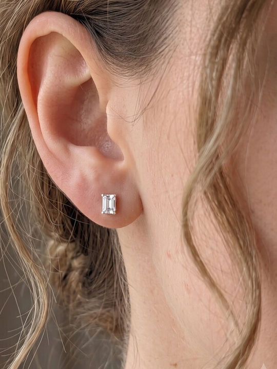 Grekas Stud Silver Earrings with Stones