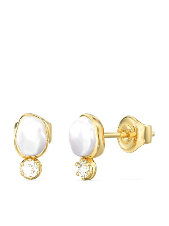 Guess Earrings from Steel Gold Plated with Stones & Pearls