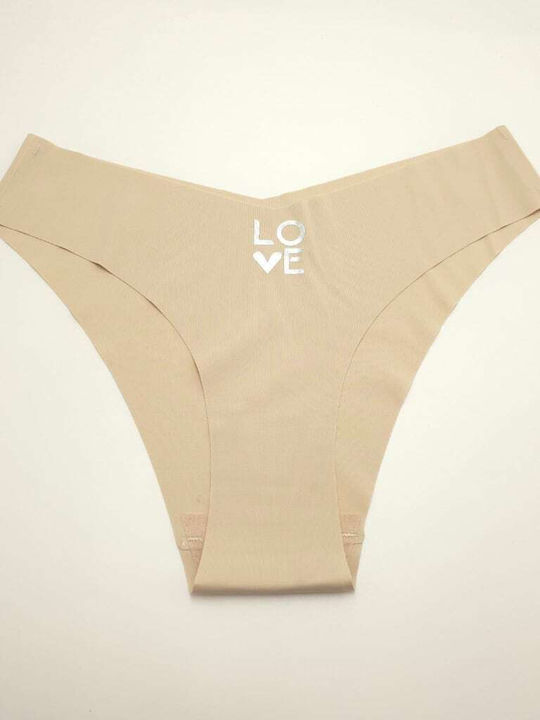 Dyana Hohe Taille Damen-Slip Nahtlos Beige