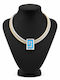 Liva Fashion Geometrisches Halskette Hellblau
