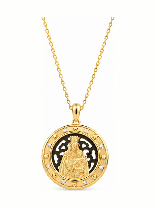 Ulysses Silver Pendant "Panagia" Silver 925 14k Gold Plating Zircon Gold Plated Silver 925 Chain
