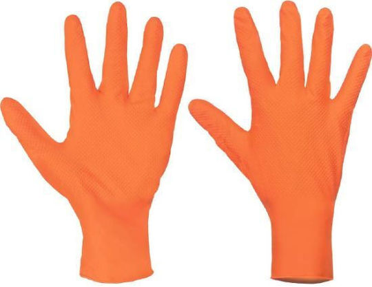 Cerva Nitrile Gloves Powder Free in Orange Colour 50 Pieces