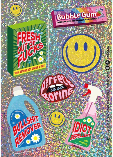 Vinyl Glitter Sticker Sheet 14.8 X 10.5 Cm