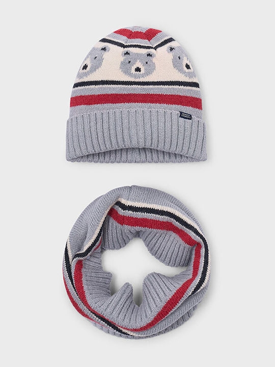 Kinder Beanies Set Mit Gestricktem Grau