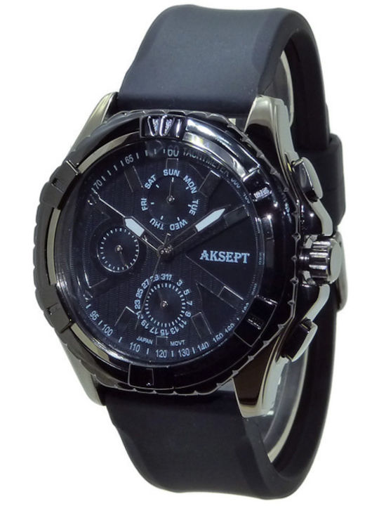 Aksept Мъжки Часовник 57.5mm На Батерия с Черна...
